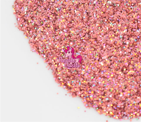 Razzle Dazzle Pink Flamingo Pink Glitter with Golden Highlights