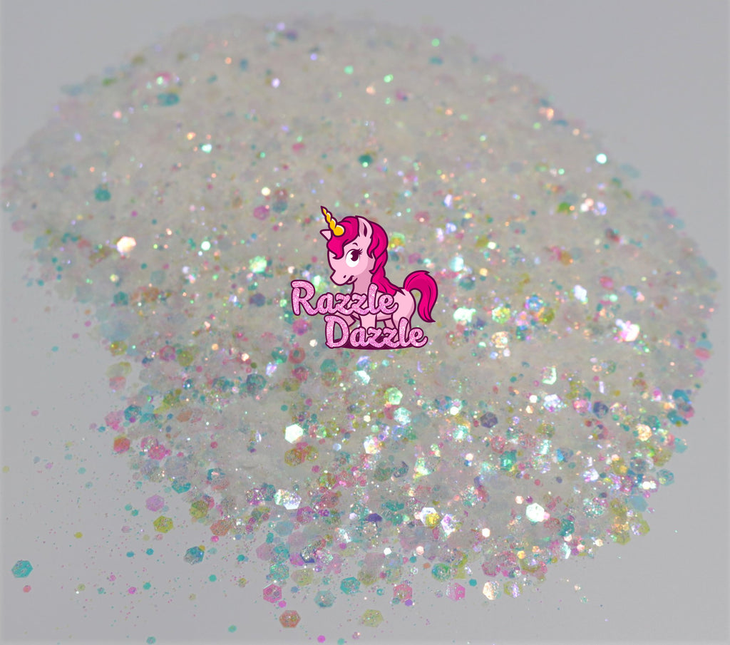 Pink White Round Nail Art Confetti Glitter